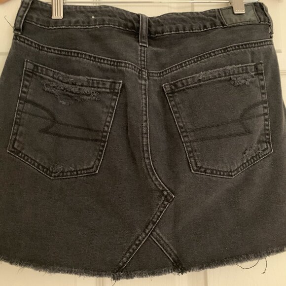Distressed Black Denim Skirt - Picture 3 of 7